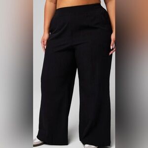 Fabletics Downtown Wide Leg Pants Women XXL 1X Black Yoga Travel Lounge NWT